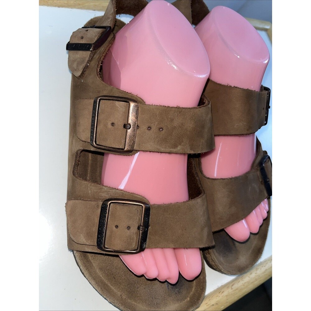 Brinkenstock Unisex Milano Brown Sandals Size 41 Back Strap Casual Summer Beach - Picture 3 of 7